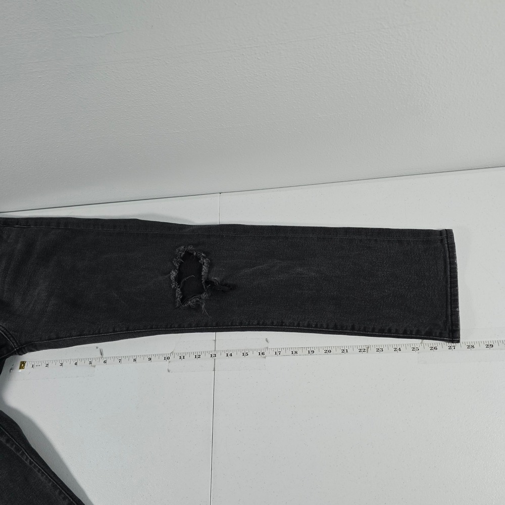Levis Wedgie Straight Jeans Womens 28 Black Distressed High Rise Button Fly - Picture 6 of 9